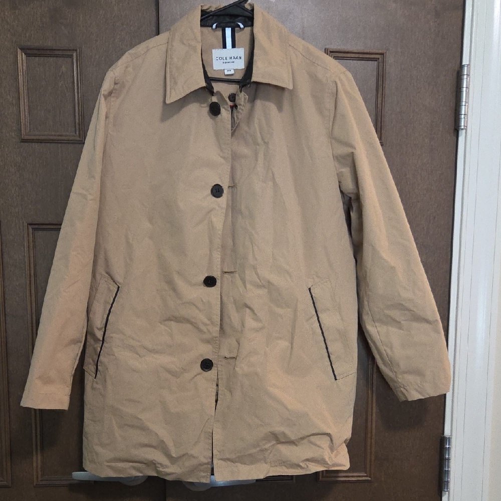 Cole Haan Khaki Lightweight Trench Coat With Removable Inner Vest